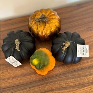Hobby Lobby Black& Gold Pumpkins and Nanu Orange Pumpkin Decor Set